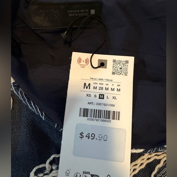 NWT | Zara Blue Skort w White Embroidery | SZ M - Picture 8 of 8